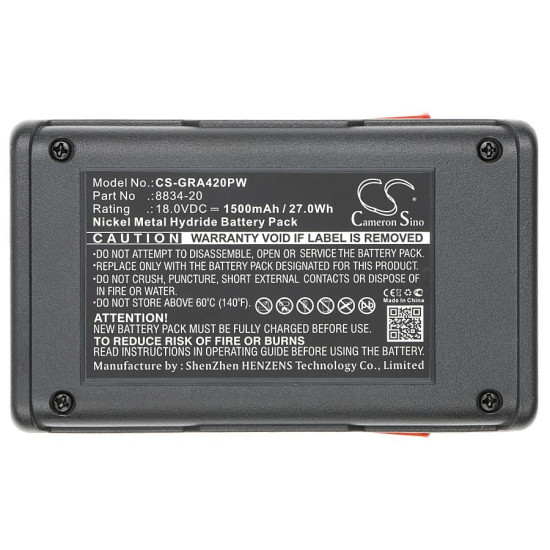 Camera Battery for cordless brushcutter GARDENA 648844, EasyCut 42, SmallCut 300, 8834-20 18V 1500mAh Cameron Sino
