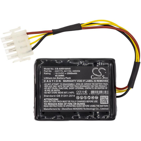 Camera Battery for Lawn Mower  Karcher RLM4, AL-KO 119950, Robolinho 100, 110,1100 LiIon 18V 2500mAh Cameron Sino