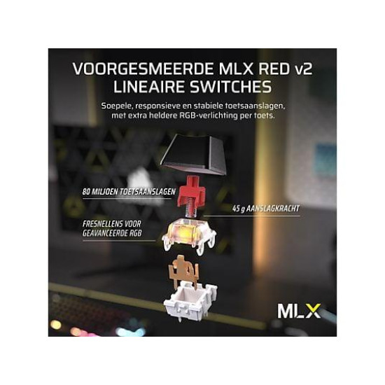 Corsair K70 CORE TKL RGB Wireless/Bluetooth Mechanical Gaming Keyboard, Corsair MLX Red Switch