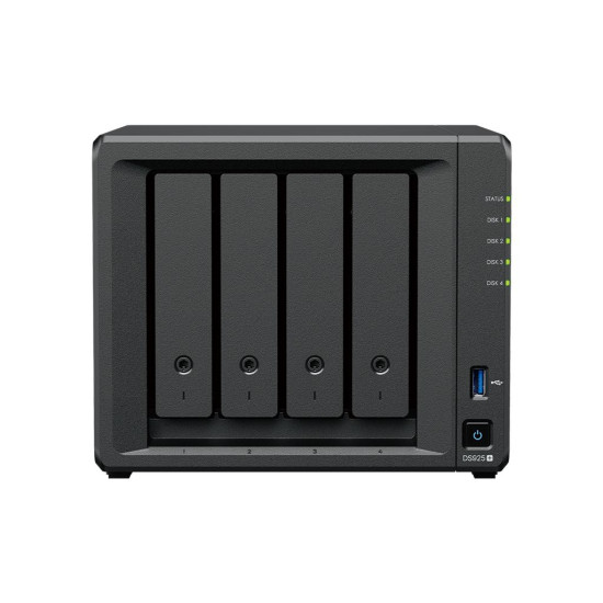 Мрежов сторидж Synology NAS DS925+, за 4 диска, AMD Ryzen V1500B, 4GB DDR4 SODIMM