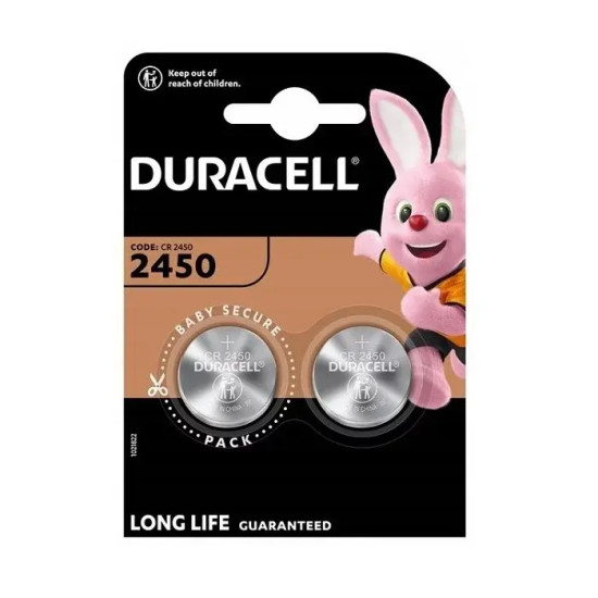 Lithium battery CR2450 3V 2pk blister DURACELL /price for 2 batteries/