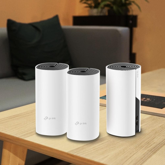 Безжичен рутер TP-Link Deco M4, AC1200, 2.4/5 GHz, 300 -  867 Mbps, Gigabit, 3 бр. в комплект