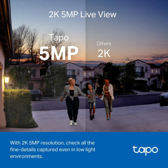 Video doorbell Tapo D230S1, 2.4Ghz, 2K 5MP, Color Night Vision, rechargeable batteries, microSD
