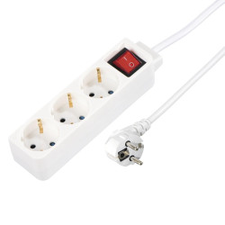 Hama Power Strip, 3-Way, with Switch, 1.4 m, white