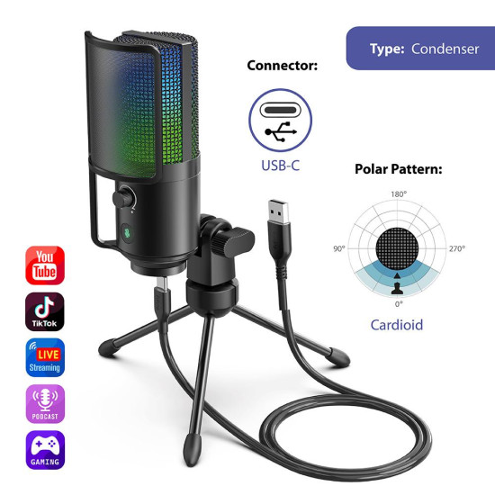 Desktop Microphone FIFINE K669 PRO2 RGB - Black