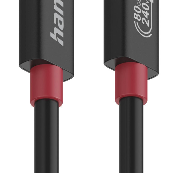 Hama USB-C Cable, E-Marker, USB4 Gen4, 80 Gbit/s, 5 A, 240 W, 1.00 m