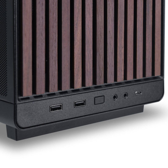 Кутия Lian Li DAN A3-mATX Wood Edition Black, Tempered Glass, Micro Tower