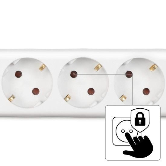 Hama 3-Way Multiple Socket Outlet, with Shutter - Incr. Touch Protect., 1.4 m, white