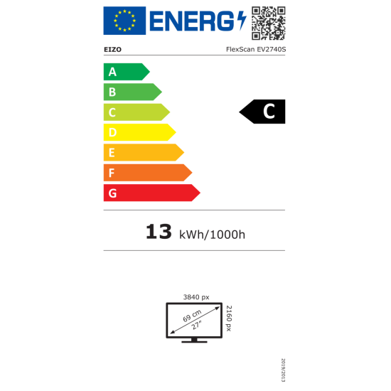 Monitor EIZO ColorEdge EV2740S-BK, 27'', 3140x2160, IPS, black, USB-C, DP, HDMI, 4xUSB-A