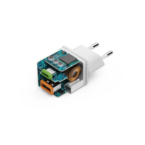 Hama Fast Charger, 1x USB-C, 1x USB-A, Mini-Charger, PD, 20 W, white