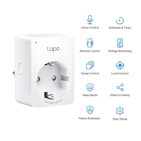 TP LINK TAPO P110 Smart socket 3680 W, 2.4Ghz, timer