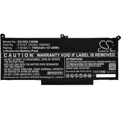 Laptop Battery for DELL CTOL7480-D1506CN, Latitude 12 7000, Latitude 13 7380 LiIon 7.6V 7500mAh CAMERON SINO