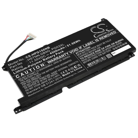 Laptop Battery for HP GAMING PAVILION 15-DK0009NG, Pavilion Gaming 16-A0006NM, HSTNN-DB9G PG03XL LipO 11.55V 4500mAh CAMERON SINO