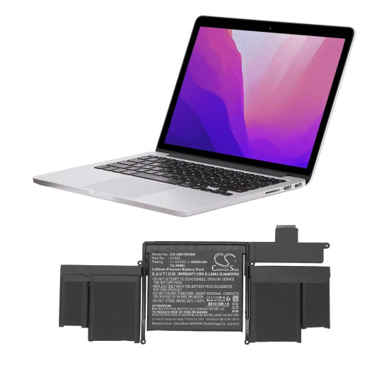Laptop Battery for  Apple MacBook A1502 battery(2015), MacBook Pro Retina A1502 (2015 Version)  A1582 LiPo 11,43V 6500mAh CAMERON SINO