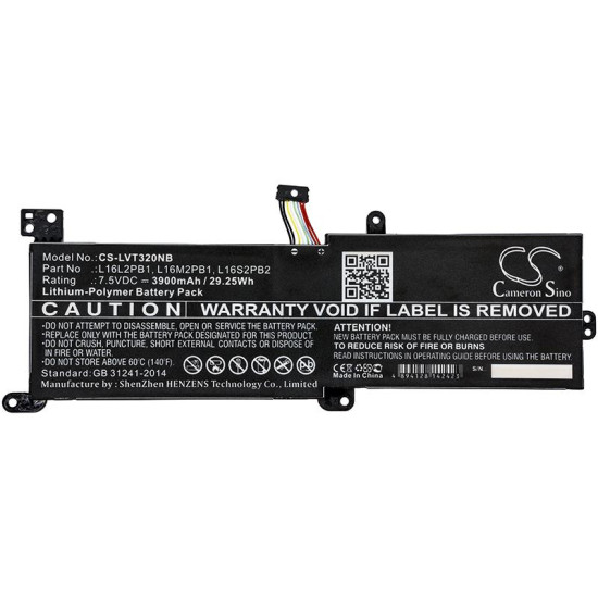 Laptop Battery for  LENOVO 130-14AST, IdeaPad 320-15AST, Ideapad 320-17IKB L16C2PB1 LiPo 7.5V  3900mAh CAMERON SINO