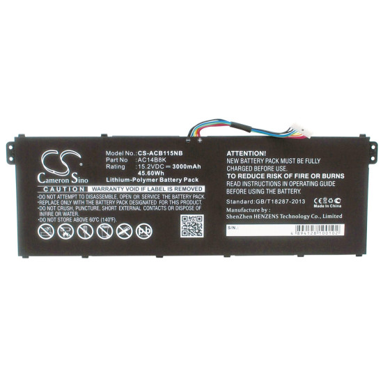 Laptop Battery for  ACER Aspire 5 A514-52G-59ZN, Aspire 7 A717-71G-51MF, AC14A8K LiPo 15.2V 3000 mAh CAMERON SINO
