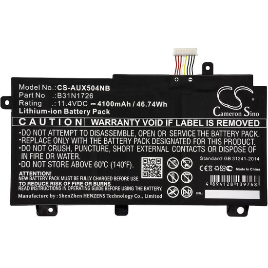 Laptop Battery  ASUS FX504, TUF Gaming A15 FA506IC-HN075W, TUF Gaming FX505DD-AB71-CA, B31BN91 LiPo 11.4V 4100mAh CAMERON SINO