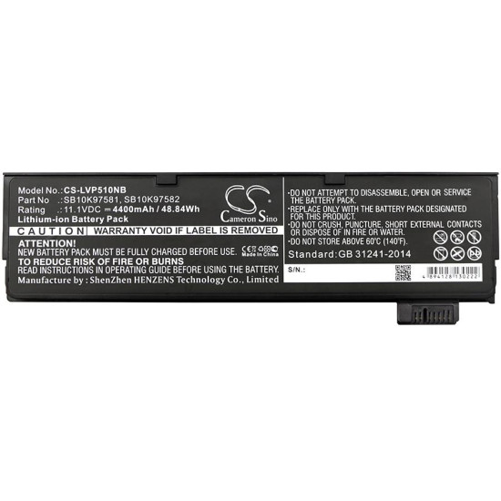 Laptop Battery for  LENOVO Thinkpad P51S, Thinkpad T470, Thinkpad T570, 01AV422 LiIon 11.1V 4400mAh CAMERON SINO