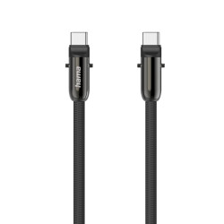 Hama Кабел за зареждане, USB-C, 2 в 1 с връзка за телефон, 1.2 m, черен