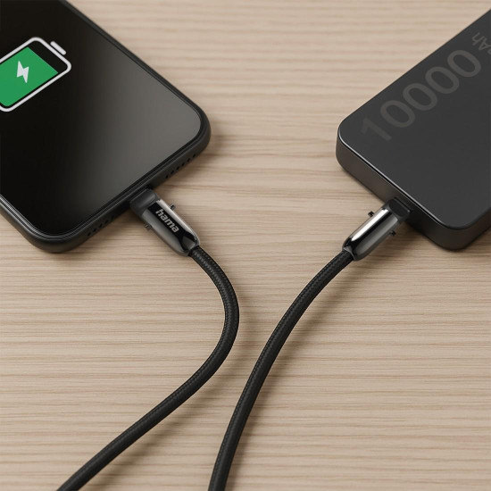 Hama USB-C Cable and Mobile Phone Strap, 2-in-1 Solution, 1.2 m, black