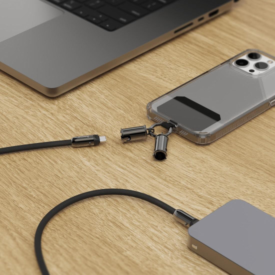 Hama USB-C Cable and Mobile Phone Strap, 2-in-1 Solution, 1.2 m, black