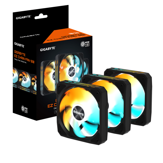 Triple Fans GIGABYTE AORUS EZ CHAIN 120, 3-Pack ARGB