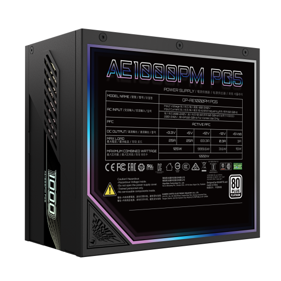 Power Supply AORUS ELITE P1000W 80+ Platinum, PCIe 5.0