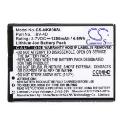 Mobile battery NOKIA 8, N9; BV-4D 3,7V 1250mAh CAMERON SINO