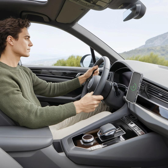 Hama Wireless Qi2 Charger, Inductive Fast Charging in the Car, 15 W, black