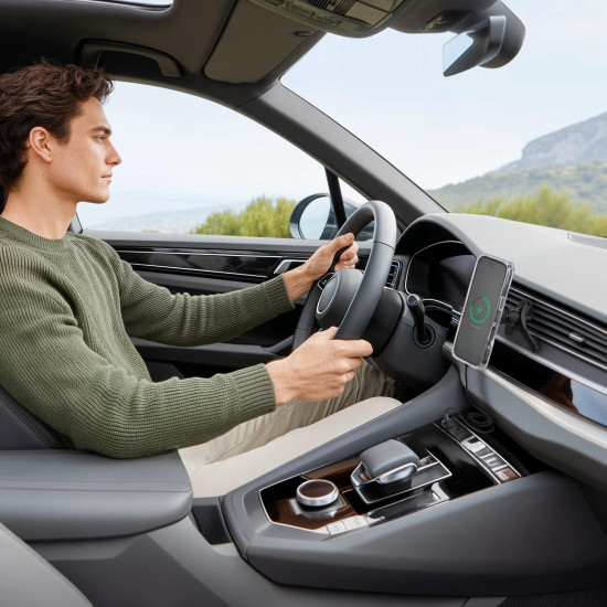 Hama Wireless Qi2 Charger, Inductive Fast Charging in the Car, 15 W, black