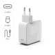 Hama Fast Charger, GaN, 2x USB-C, Extendable Charging Cable, PD, 65 W, white