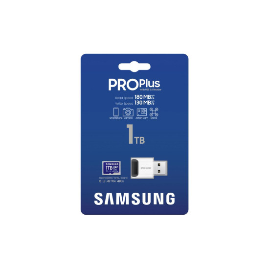 Карта памет Samsung PRO Plus 1 TB, microSDXC UHS-I Class 10, с адаптер