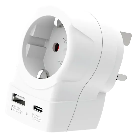 Skross 1500283E Travel adapter Europe to UK + 1 x USB  A/C