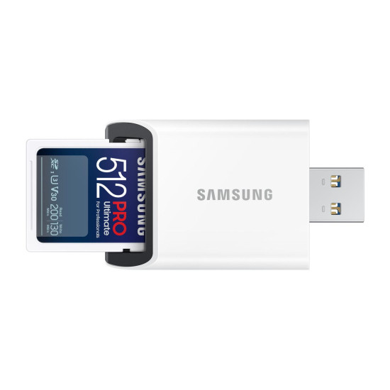 Карта памет Samsung PRO Ultimate Full-Size, SDXC UHS-I, 512GB, U3, V30, USB Адаптер