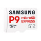 Карта памет Samsung microSDXC, 512GB P9 Express , 800 MB/s, UHS-I 90 MB/s U3, V30, A1