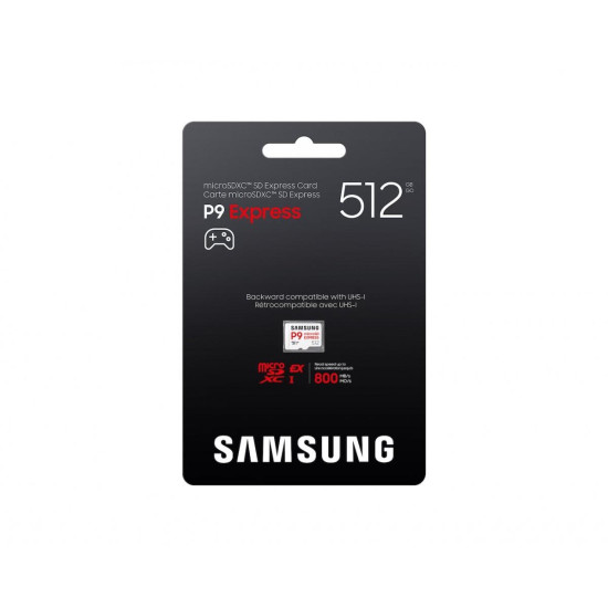 Карта памет Samsung microSDXC, 512GB P9 Express , 800 MB/s, UHS-I 90 MB/s U3, V30, A1
