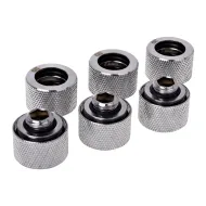Alphacool HT 16mm HardTube screw-on nozzle G1/4 - knurled - Chrome 6-Pack
