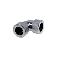 Alphacool HT 16mm HardTube screw-on sleeve 90° L-connector - knurled - Chrome