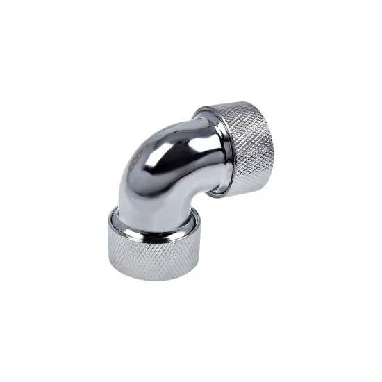 Alphacool HT 16mm HardTube screw-on sleeve 90° L-connector - knurled - Chrome