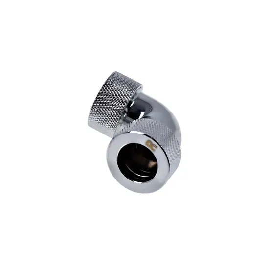 Alphacool HT 16mm HardTube screw-on sleeve 90° L-connector - knurled - Chrome