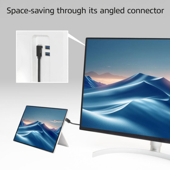 ACT Кабел USB-C - USB-C, 2м, 10Gbps 60W, ъглов нагоре/надолу