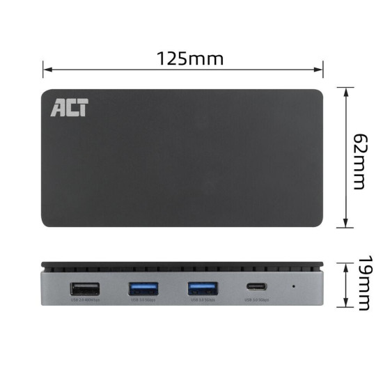 ACT Docking station USB-C 4K MST, Ethernet, USB-C, 3x USB-A, PD