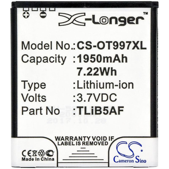 Mobile battery  ALCATEL LinkZone MW40, MW40  CAB32E0000C1 LiIon 3,7V 1950mAh CAMERON SINO
