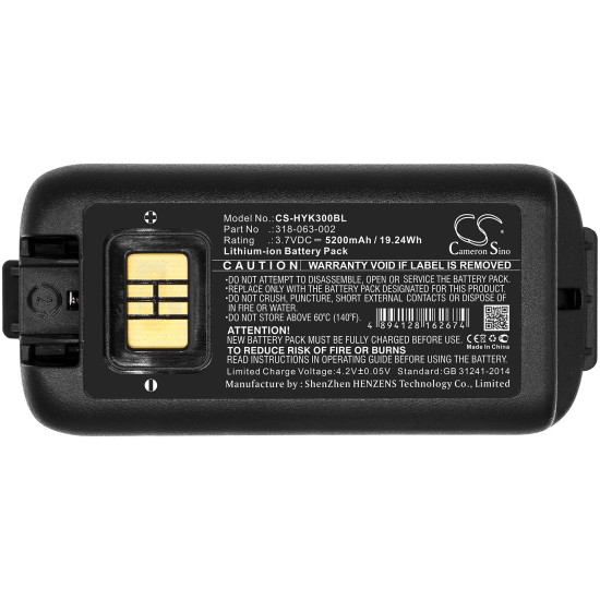 Camera Battery for  barcode scanner Honeywell CK3B; CK65; CK70 318-034-001 LiIon  3.7V 5200mAh Cameron Sino
