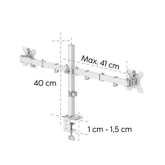Hama Monitor Mount, 2 Monitors, Height-adjustable, Swivel/Tilt, 13