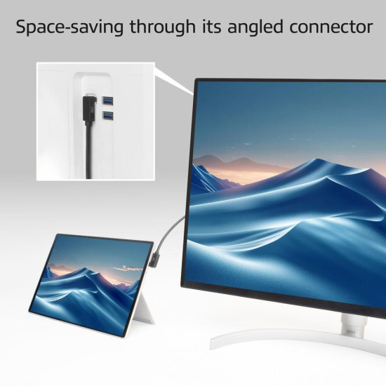 ACT USB 3.0 10Gbps 60W USB Type-C® (left/right angled) to USB Type-C® (up/down angled) Cable, 1 meter