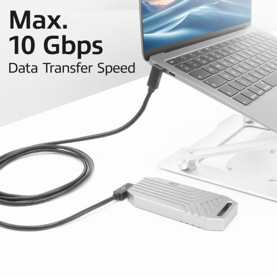 ACT USB 3.0 10Gbps 60W USB Type-C® (left/right angled) to USB Type-C® (up/down angled) Cable, 1 meter