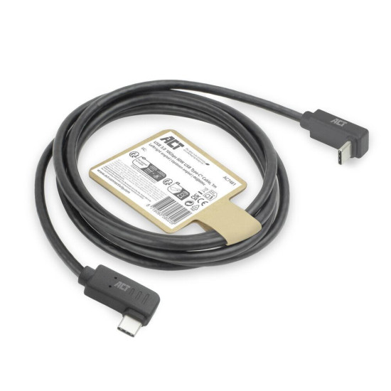 ACT USB 3.0 10Gbps 60W USB Type-C® (left/right angled) to USB Type-C® (up/down angled) Cable, 1 meter