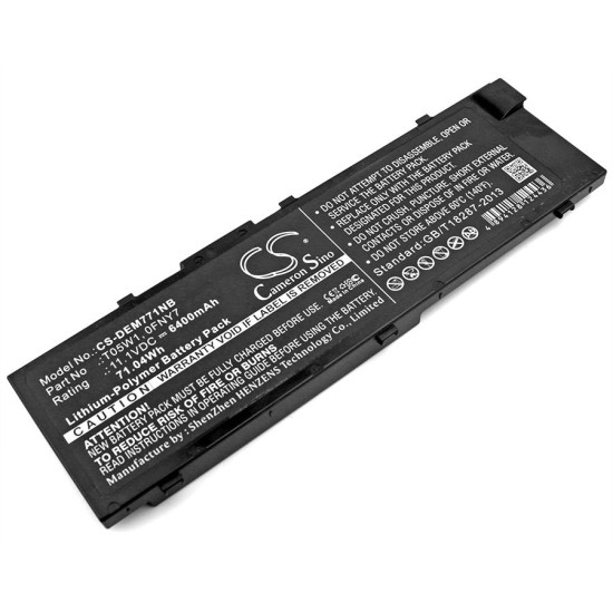 Laptop Battery for DELL Precision 15 7000, Precision 7510, 7520  0FNY7 LiIon 11.1V 6400mAh CAMERON SINO