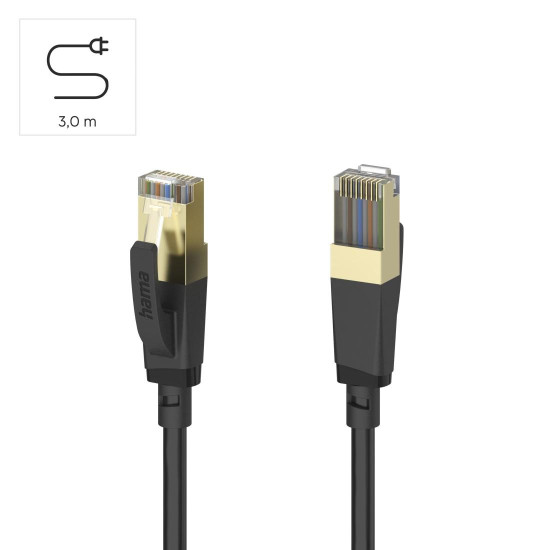Hama Network Cable, CAT-8, 40 Gbit/s, S/FTP Shielded, 3 m